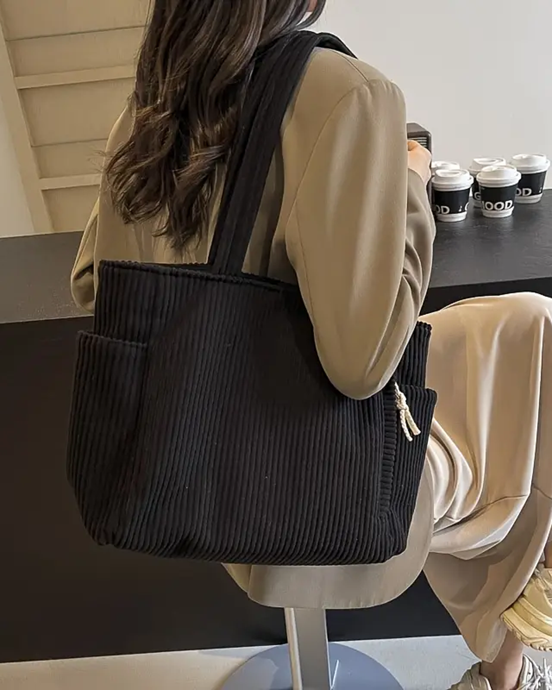 Tilda | Bolso tote acanalado con detalle de cordón
