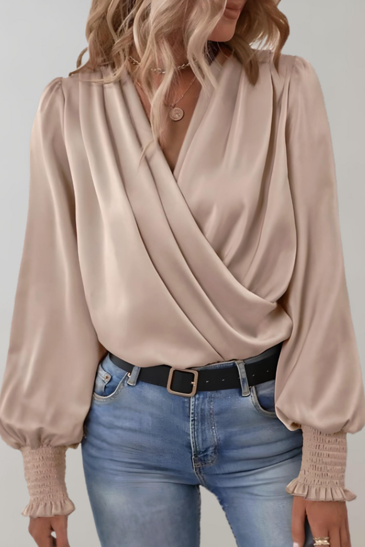 Quinn Blusa Elegante de Manga Larga con Escote en V